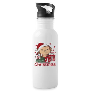 Monkey Christmas Gift Winter Animals Monkeys - Water bottle with straw - white - Right