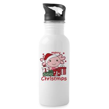 Axolotl Cadeau de Noël Animaux d’hiver Axolotl - Gourde avec paille intégrée - blanc - Droite