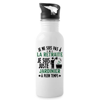 Pas à la retraite je suis juste jardinier Cadeau - Gourde avec paille intégrée - blanc - Droite