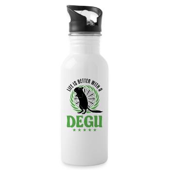 Life is better with a Degu - Water bottle with straw - white - Right