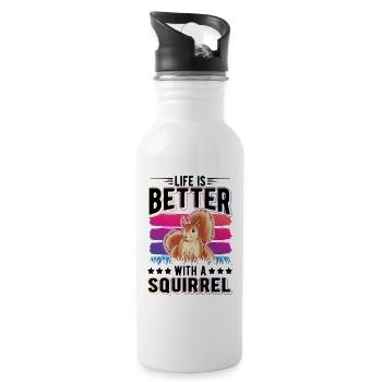 La vie est meilleure avec un écureuil Eichhörnchen - Gourde avec paille intégrée - blanc - Droite