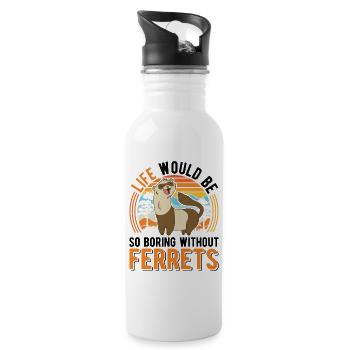 Frettchen Liebhaber Ferret Geschenk - Trinkflasche mit integriertem Trinkhalm - Weiß - Rechts