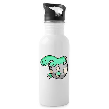 Dinosaurier Ei Dino Motiv - Trinkflasche mit integriertem Trinkhalm - Weiß - Rechts