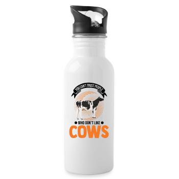 Cow Gift Farmer Cattle Breeder Cows - Water bottle with straw - white - Right