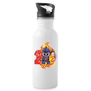 2. Geburtstag Junge 2 Jahre alt Ninja - Trinkflasche mit integriertem Trinkhalm - Weiß - Rechts