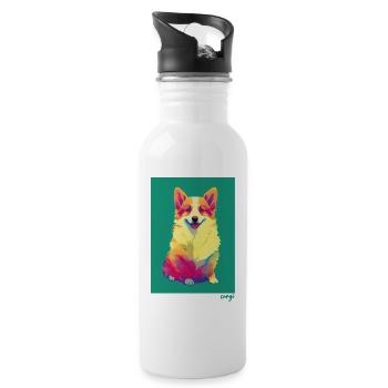 Corgi Sweet Design #8 - corgilove Design - Water bottle with straw - white - Right