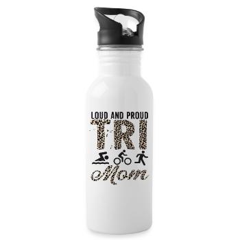 Loud And Proud Tri Mom Triathlete - Water bottle with straw - white - Right