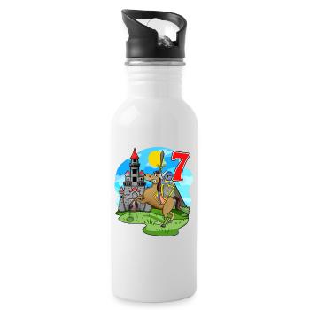 Ritter 7. Geburtstag 7 Jahre Junge Geschenk - Trinkflasche mit integriertem Trinkhalm - Weiß - Rechts