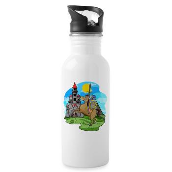 Ritter Pferd Burg für Kinder - Trinkflasche mit integriertem Trinkhalm - Weiß - Rechts