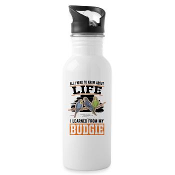 Budgie Welli Parakeet Cockatiel - Water bottle with straw - white - Right
