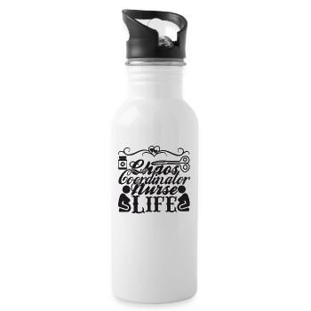 Chaos-Koordinatorin Krankenschwester Nurse Life - Trinkflasche mit integriertem Trinkhalm - Weiß - Rechts