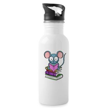 Lesen Buch Bücher Leser Geschenk - Trinkflasche mit integriertem Trinkhalm - Weiß - Rechts