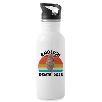 Endlich Rente 2023 - Ruhestand Lustiges Faultier - Trinkflasche mit integriertem Trinkhalm - Weiß - Rechts