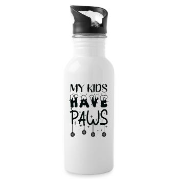 MY CHILDREN HAVE PAWS - Water bottle with straw - white - Right