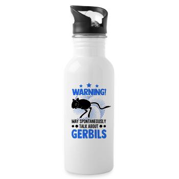 Warnung Gerbil Rennratte Rennmaus - Trinkflasche mit integriertem Trinkhalm - Weiß - Rechts
