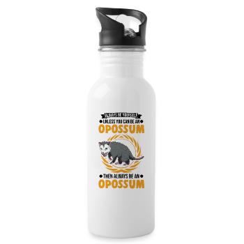 Opossum Geschenk Possum Beutelratte - Trinkflasche mit integriertem Trinkhalm - Weiß - Rechts