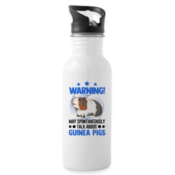 Avertissement Cochon d’Inde Cadeau Cochon d’Inde - Gourde avec paille intégrée - blanc - Droite