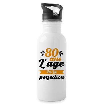 80 Ans Anniversaire 80 ans l'age de la perfection - Gourde avec paille intégrée - blanc - Droite