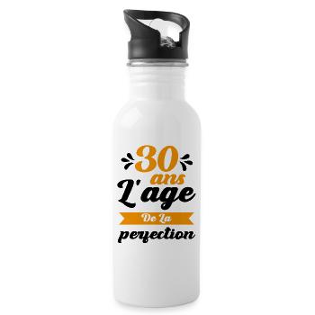 30 ans Anniversaire 30 Ans l'age de la perfection - Gourde avec paille intégrée - blanc - Droite