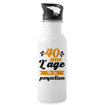 40 ans Anniversaire 40 Ans l'age de la perfection - Gourde avec paille intégrée - blanc - Droite