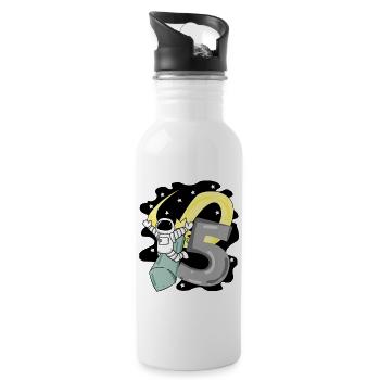 Garçon de 5 ans - cadeau de 5ème anniversaire - Gourde avec paille intégrée - blanc - Droite