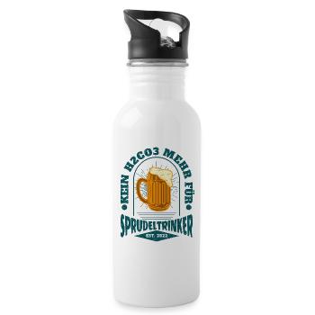 Kein H2CO3 mehr für Sprudeltrinker Trinkspruch - Trinkflasche mit integriertem Trinkhalm - Weiß - Rechts