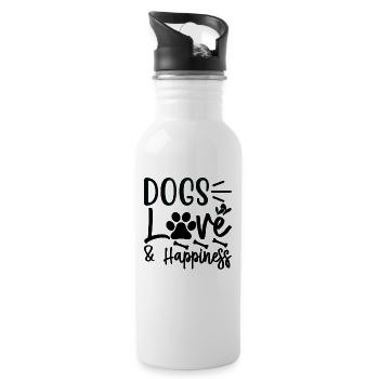 Chiens Amour & Bonheur - Gourde avec paille intégrée - blanc - Droite