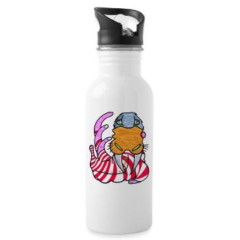 Das Hand Walross - Trinkflasche mit integriertem Trinkhalm - Weiß - Rechts