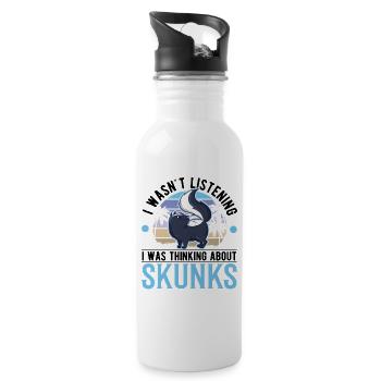 Stinktier Geschenk Skunk - Trinkflasche mit integriertem Trinkhalm - Weiß - Rechts