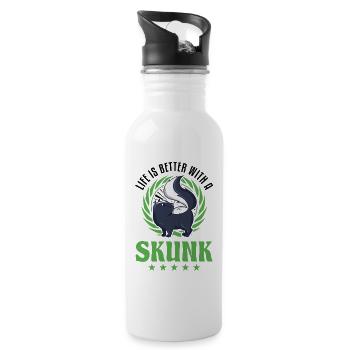 Life is better with a Skunk Stinktier - Trinkflasche mit integriertem Trinkhalm - Weiß - Rechts