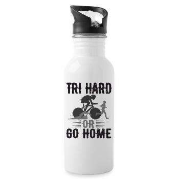 Tri Hard Or Go Home Triathlon - Water bottle with straw - white - Right