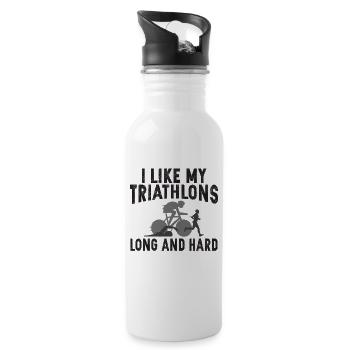 I like My Triathlons Long Triathlete - Water bottle with straw - white - Right
