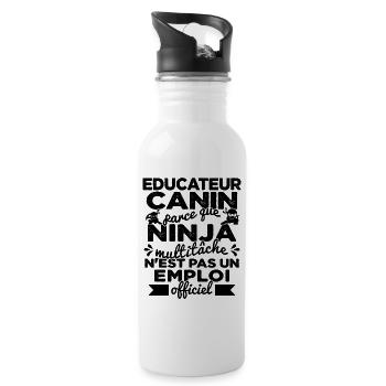 Educateur Canin Drôle Cadeau Ninja Humor - Gourde avec paille intégrée - blanc - Droite