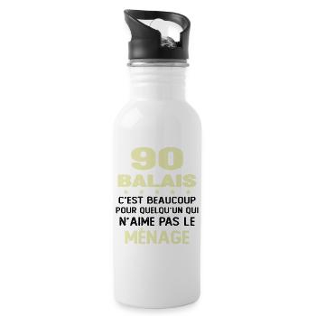 90 balais Drôle Cadeau Anniversaire 90 ans - Gourde avec paille intégrée - blanc - Droite