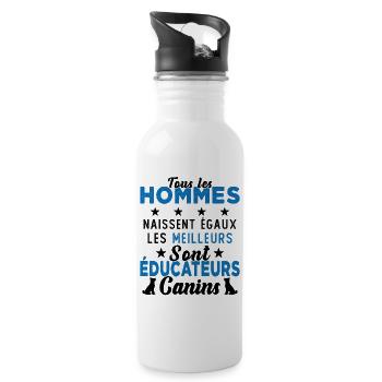 Homme Educateur Canin Chien Chiot Cadeau - Gourde avec paille intégrée - blanc - Droite