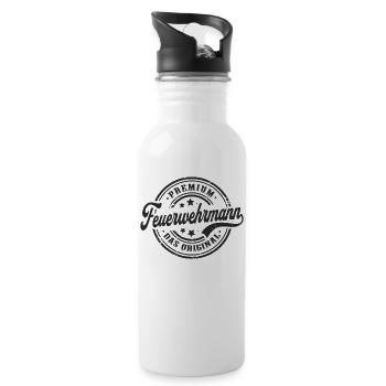 Feuerwehrmann Original Vintage Feuerwehr - Trinkflasche mit integriertem Trinkhalm - Weiß - Rechts