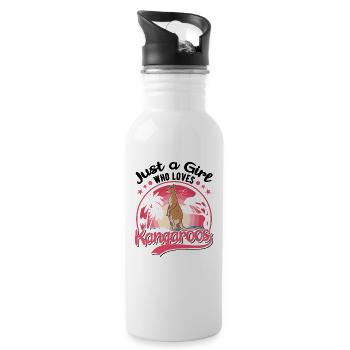 Australian Kangaroo Girl Kangaroo - Water bottle with straw - white - Right
