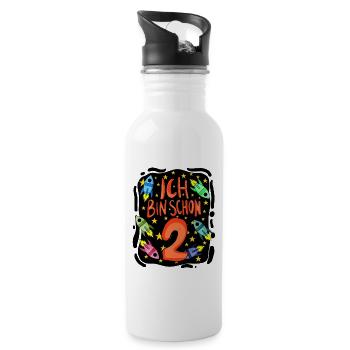 2 Jahre alt Junge - 2 Geburtstag - Ich bin 2 - Trinkflasche mit integriertem Trinkhalm - Weiß - Rechts