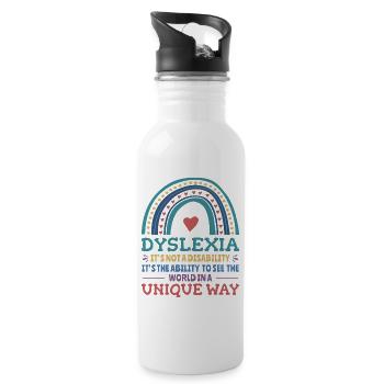 Dyslexia Awareness Dyslexic - Water bottle with straw - white - Right