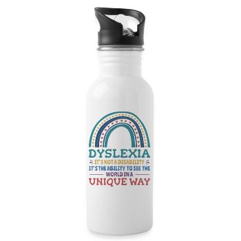 Dyslexia Awareness Dyslexic - Water bottle with straw - white - Right