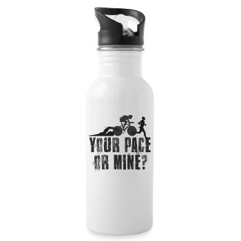 Your Pace Or My Triathlon - Water bottle with straw - white - Right
