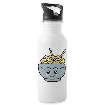 Kawaii Ramen Kawaii Chibi Kawaii food Sticker - Water bottle with straw - white - Right