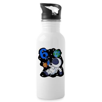 Boy 6 years old gift son astronaut motif - Water bottle with straw - white - Right
