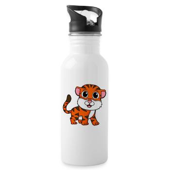 Tiger - Trinkflasche mit integriertem Trinkhalm - Weiß - Rechts