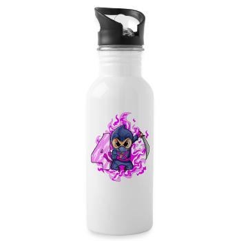 4. Geburtstag Mädchen 4 Jahre alt Ninja - Trinkflasche mit integriertem Trinkhalm - Weiß - Rechts