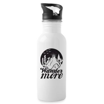 Hiking Nature Outdoor Mountains - Water bottle with straw - white - Right