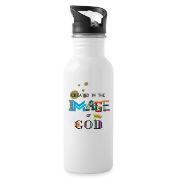 The Image of GOD - Trinkflasche mit integriertem Trinkhalm - Weiß - Rechts