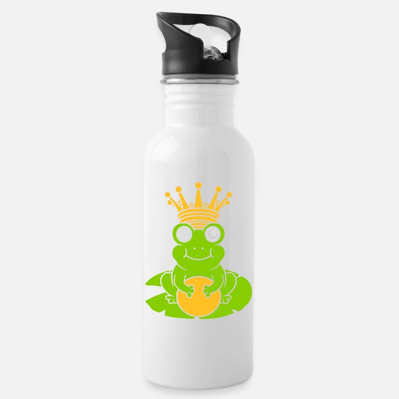 Verzauberter Froschkönig sitzt Seerose - Trinkflasche mit integriertem Trinkhalm - Weiß