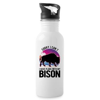 Buffalo Gift Bison Water Buffalo - Water bottle with straw - white - Right