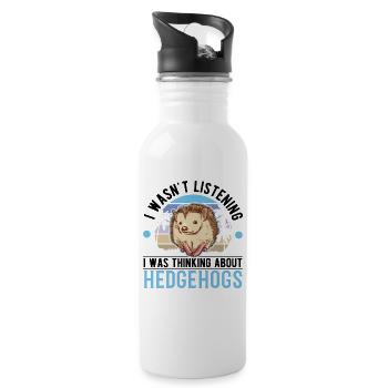 Igel Liehbaber Stacheligel - Trinkflasche mit integriertem Trinkhalm - Weiß - Rechts